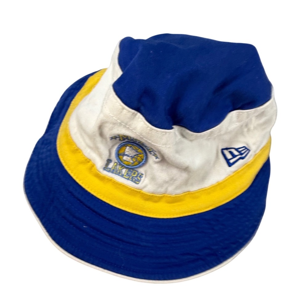 New Era MPLS Lakers Bucket Hat Blue‎ White Yellow Hardwood Classics Large XL